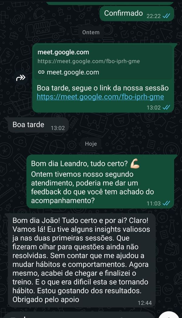 Depoimento de cliente do João