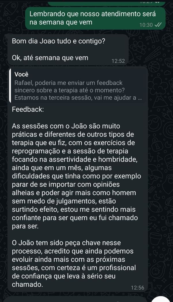 Depoimento de cliente do João