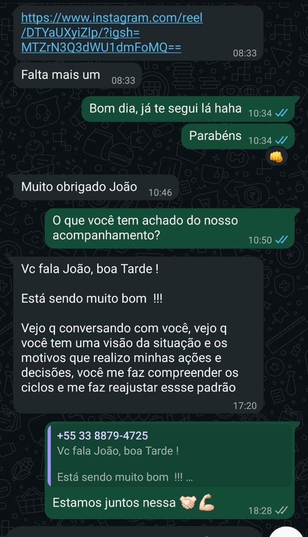 Depoimento de cliente do João