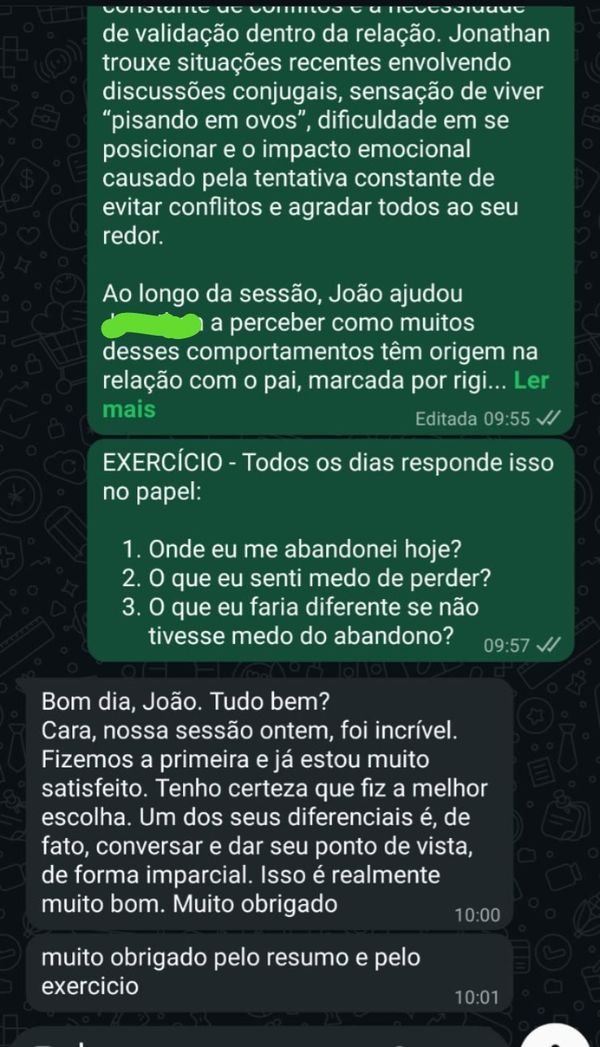 Depoimento de cliente do João